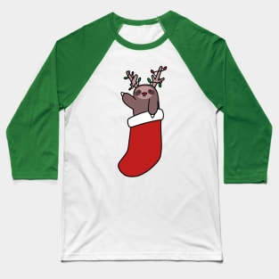 Reindeer Stocking Sloth Baseball T-Shirt